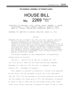 PRINTER`S NO. 3245 THE GENERAL ASSEMBLY OF