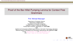 Proof of the Bar-Hillel Pumping Lemma for Context Free Grammars