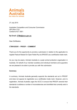 Submission by Animals Australia - 27 07 2015