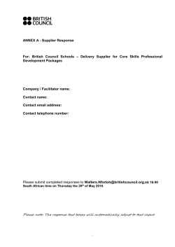 ANNEX 1 - Supplier Response - British Council | South Africa