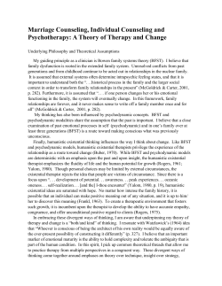 Marriage Counseling, Individual Counseling and Psychotherapy: A
