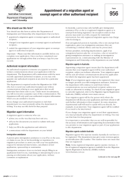 956 - Appointment of a migration agent or exempt agent or other