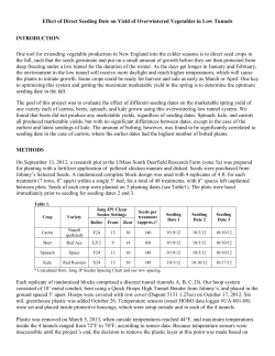 Effect of Direct Seeding Date on Yield of Overwintered Vegetables in