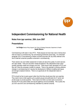 Independent Commissioning for National Health Notes from ippr