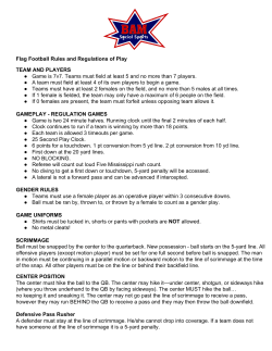 Flag Football Rules and Regulations of Play TEAM AND PLAYERS