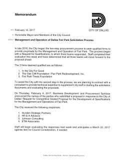 Memorandum - City of Dallas