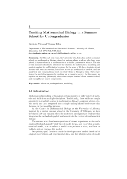 1 Teaching Mathematical Biology in a Summer School for