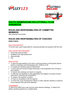 code of ethics and conduct for club officials and volunteers