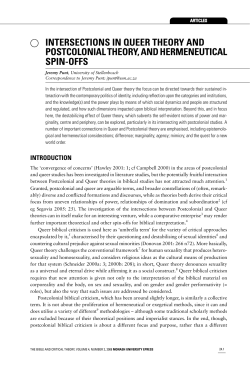Intersections in queer theory and postcolonial theory, and