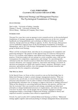 Behavioral Strategy and Management Practice