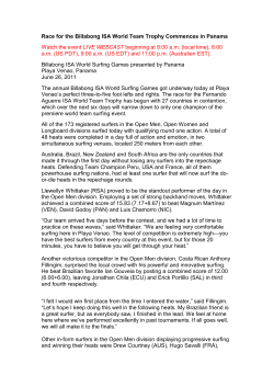 Race for the Billabong ISA World Team Trophy Commences in