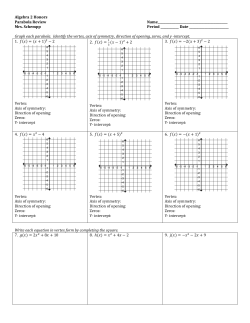 Algebra 2 Honors Parabola Review