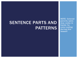SENTENCE PARTS AND PATTERNS