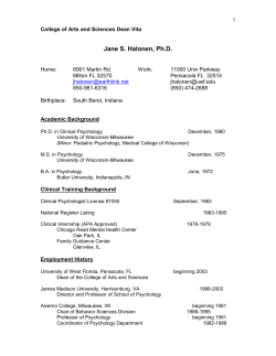 Jane S. Halonen, Ph.D. - University of West Florida