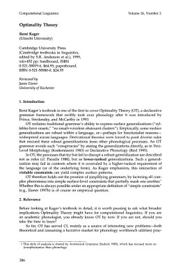 Book Review: Optimality Theory - Association for Computational