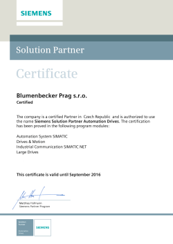 SIEMENS Solution Partner - Blumenbecker Prag s.r.o.