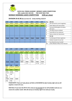 MONDAY MORNING LADIES COMPETITION $240 per player