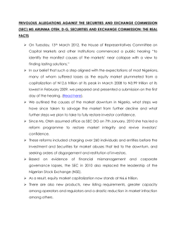 FRIVOLOUS ALLEGATIONS AGAINST THE SECURITIES AND
