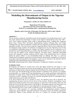 Modelling the Determinants of Output in the Nigerian Manufacturing