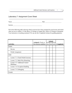Laboratory 7: Assignment Cover Sheet Name Date Section Fill in the