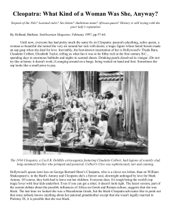 Cleopatra: What Kind of a Woman Was She, Anyway?