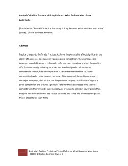 1 Australia`s Radical Predatory Pricing Reforms - DRO