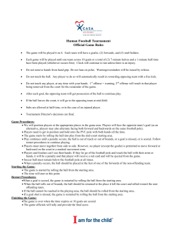Human Foosball Tournament Official Game Rules