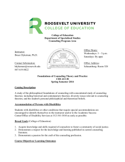 CHS 413-10 Foundations of Counseling Theory (Spring 2014)
