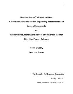 Reading Rescue&reg;`s Research Base: A Review of Scientific Studies