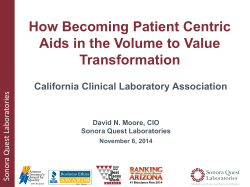 Six Sigma * A Case Study - California Clinical Laboratory Association