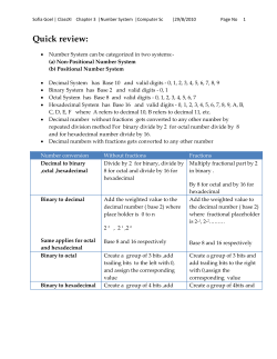 1. Convert the following decimal numbers to binary