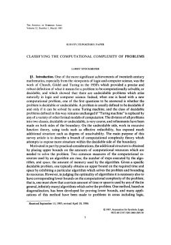 CLASSIFYING THE COMPUTATIONAL COMPLEXITY OF