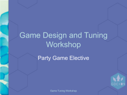 Game Design and Tuning Workshop