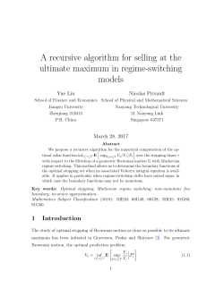 A recursive algorithm for selling at the ultimate maximum in regime