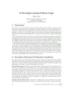 A Developer-oriented Hoare Logic