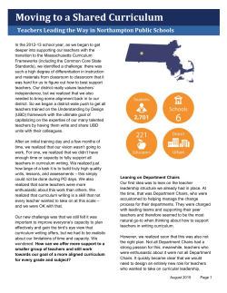 Moving to a shared curriculum: Teachers leading the way in