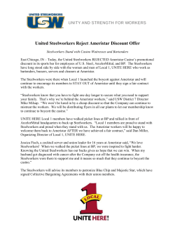 United Steelworkers Reject Ameristar Discount Offer