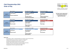 Club Championships 2016 Order of Play