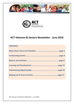 ACT Veterans and Seniors Newsletter - June 2016