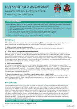 SAFE ANAESTHESIA LIAISON GROUP Guaranteeing Drug Delivery