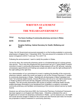 The future funding of community pharmacy services in Wales