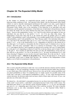 Chapter 24: The Expected Utility Model