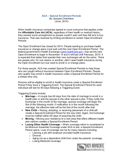 ACA &ndash; Special Enrollment Periods