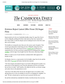 Evictees Reject Latest Offer From UK Sugar Firm