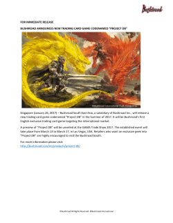 FOR IMMEDIATE RELEASE BUSHIROAD ANNOUNCES NEW