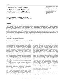 The Role of Utility Value in Achievement Behavior