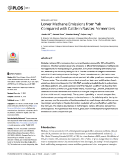 Lower Methane Emissions from Yak Compared with Cattle in