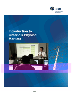 Introduction to Ontario`s Physical Markets