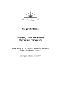 Stage 6 Syllabus Tourism, Travel and Events
