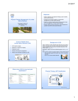 Physical Therapy Management of Lumbar Spinal Stenosis